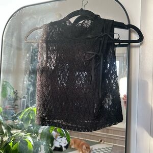 OAK + FORT Black Lace Top